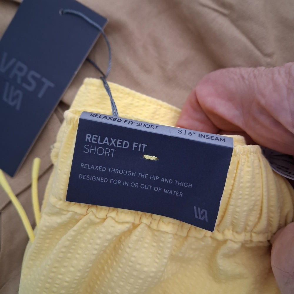 VRST Resort Short Mens S Yellow Seersucker 6 Inch Inseam Relaxed Fit NWT - Picture 5 of 8
